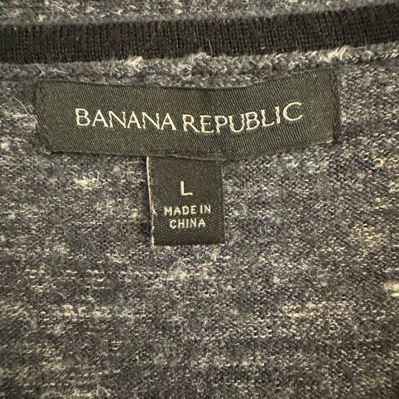 Banana Republic Cardigan Sweater L Men's Classic V-Neck Button Gray Cotton Knit - Picture 3 of 3